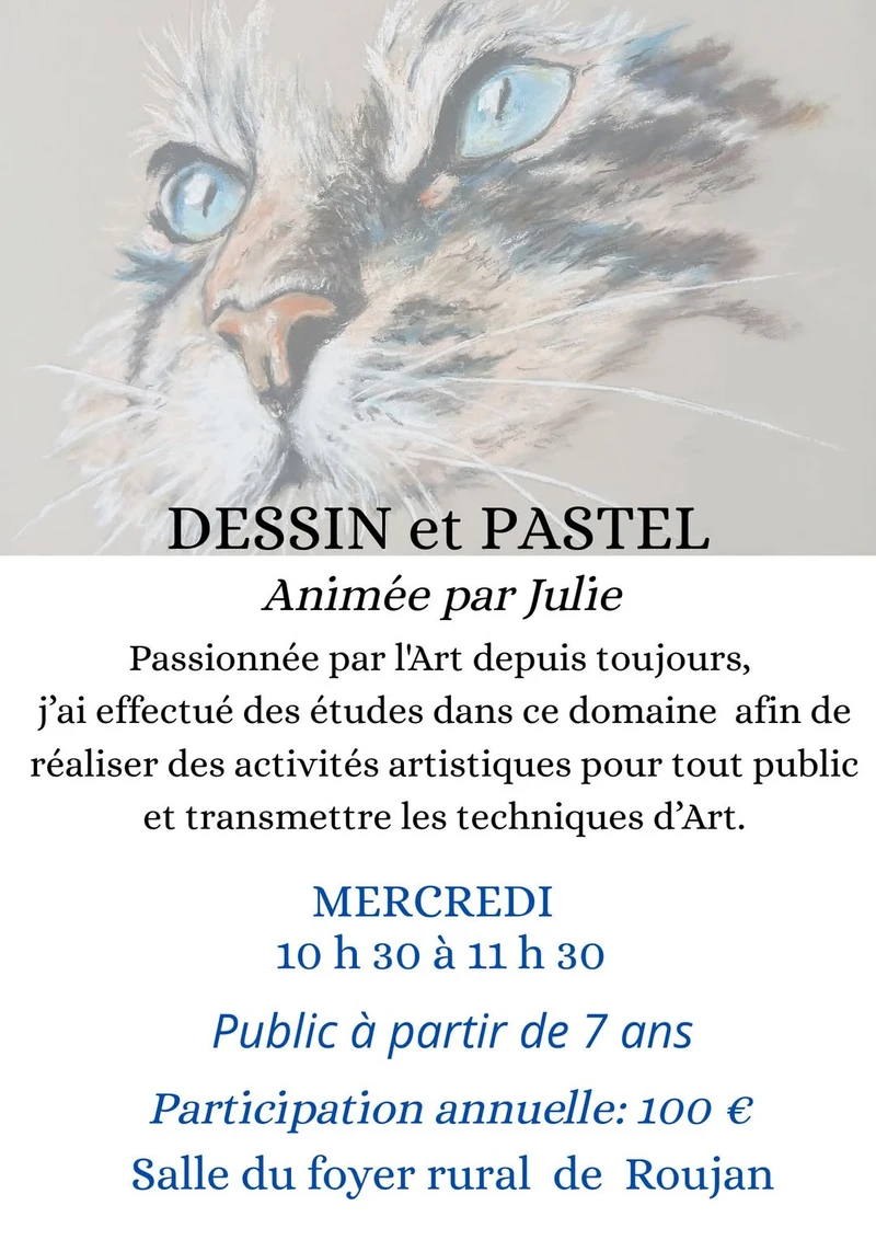 Affiche de l’atelier dessin et pastel avec Julie